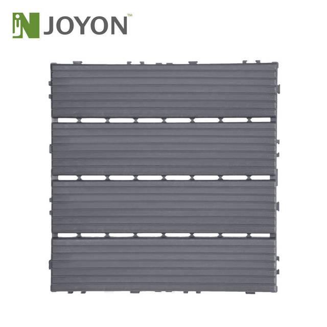 Gray Striped Groove PP Plastic Interlocking Deck Tile