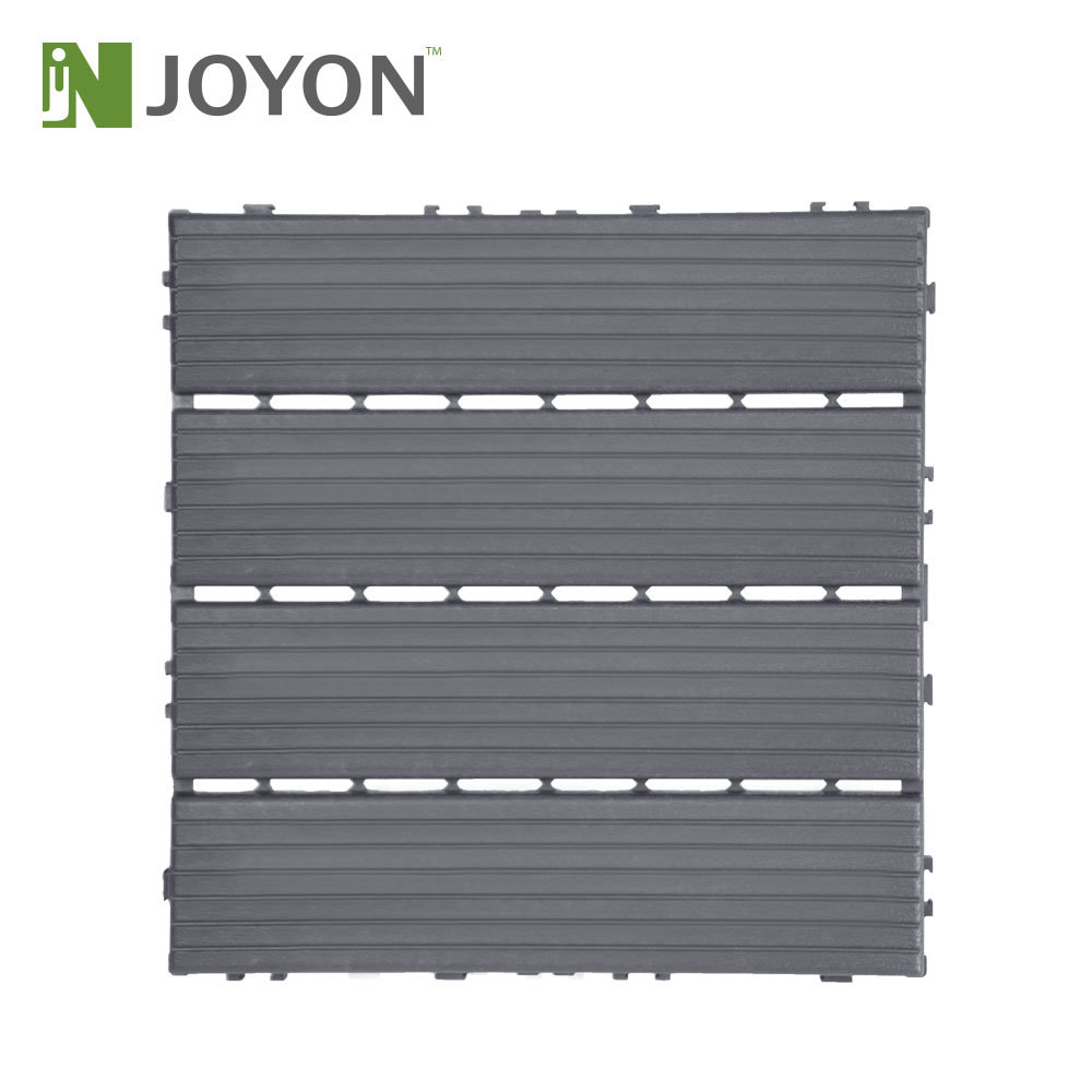 Gray Striped Groove PP Plastic Interlocking Deck Tile