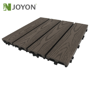 Chocolate Wood Grain Straight Slats Embossing WPC Interlocking Deck Tile