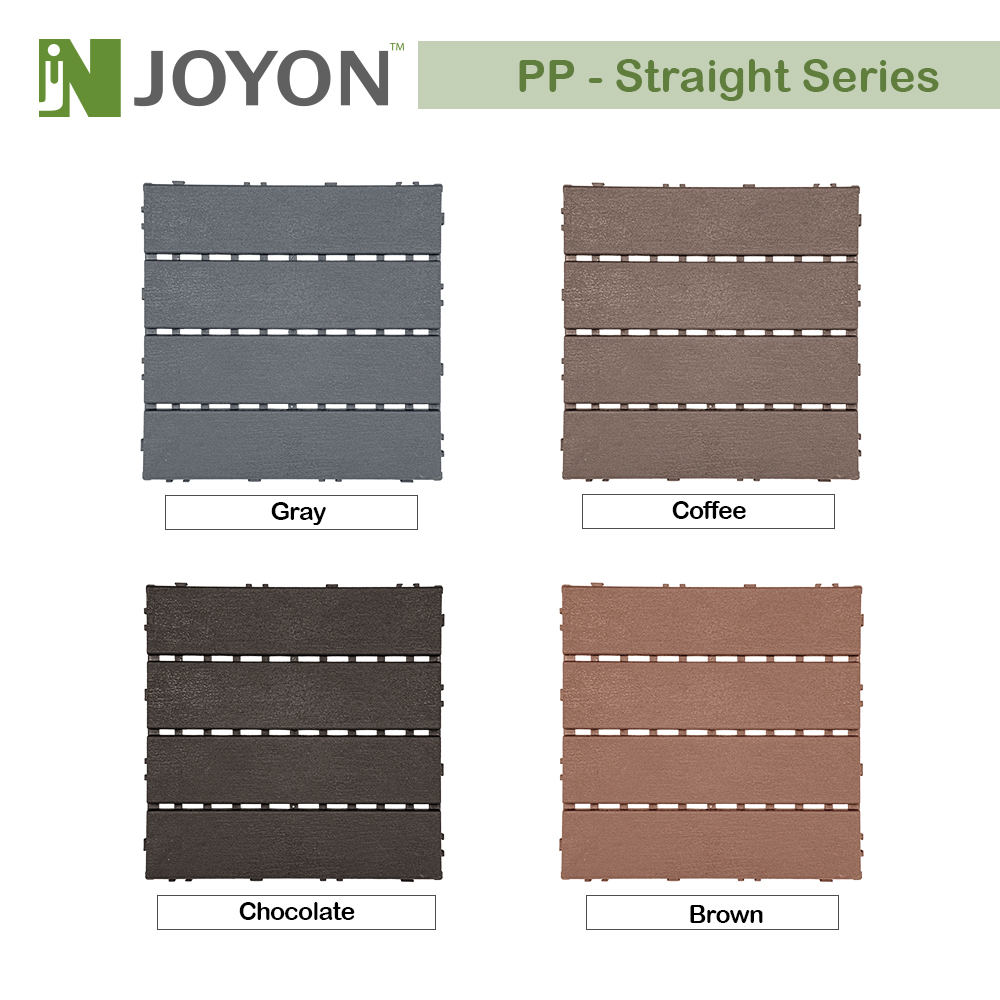 Gray Straight PP Plastic Interlocking Deck Tile