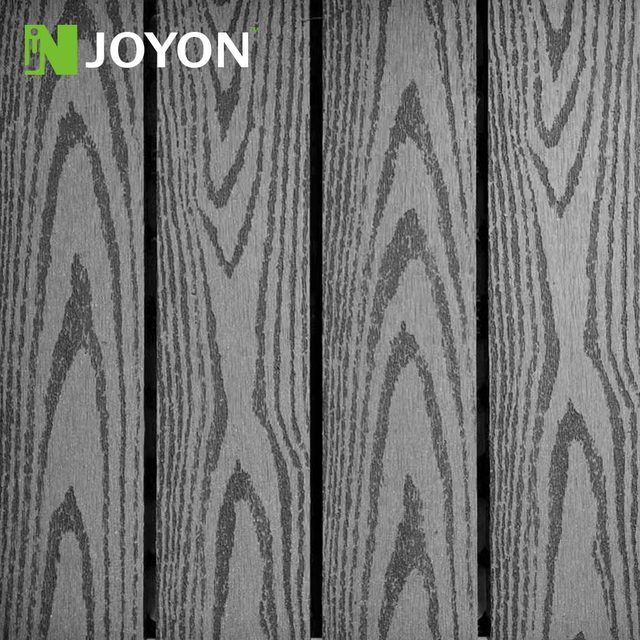 Gray Wood Grain Straight Slats Embossing WPC Interlocking Deck Tile