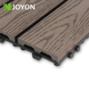 Coffee Wood Grain Straight Slats Embossing WPC Interlocking Deck Tile