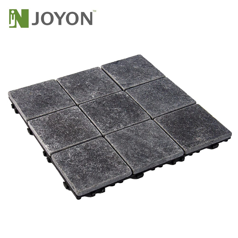 9 Salt Dark Gray Natural Real Stone Slate Interlocking Deck Tile