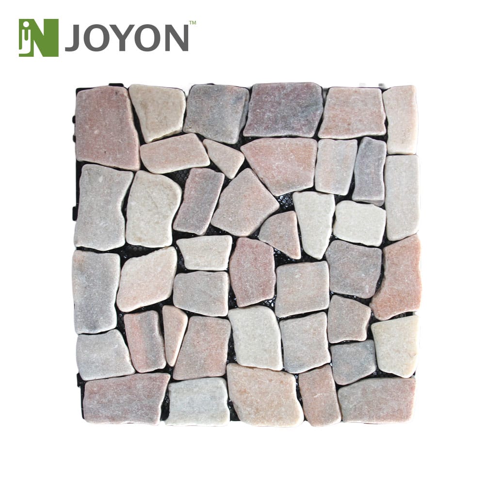 Color-blocking Pure Natural Mixed Color Real Stone Sliced Marble Interlocking Deck Tile