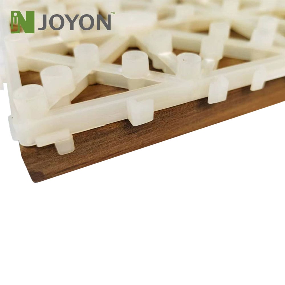 Natural Solid Wood IPE Hardwood Straight 4-Slat Interlocking Deck Tile
