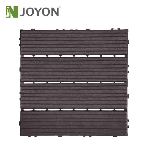 Chocolate Striped Groove PP Plastic Interlocking Deck Tile