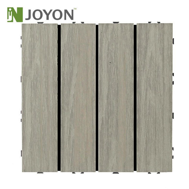 Antique Oak Straight Slats Co-Extrusion WPC Interlocking Deck Tile