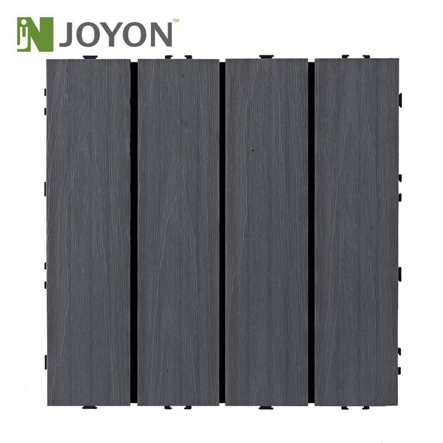 Blue-Gray Straight Slats Co-Extrusion WPC Interlocking Deck Tile