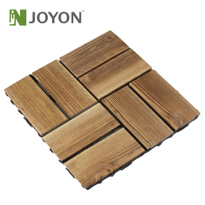 Natural Solid Wood Camphor Pine Checker Slat Interlocking Deck Tile, Long 8-Slat