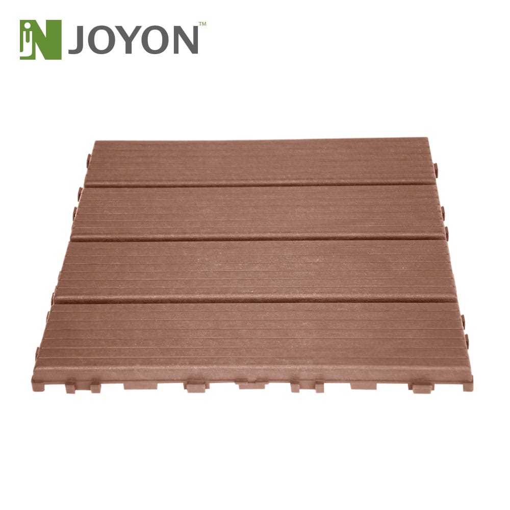 Brown Striped Groove PP Plastic Interlocking Deck Tile