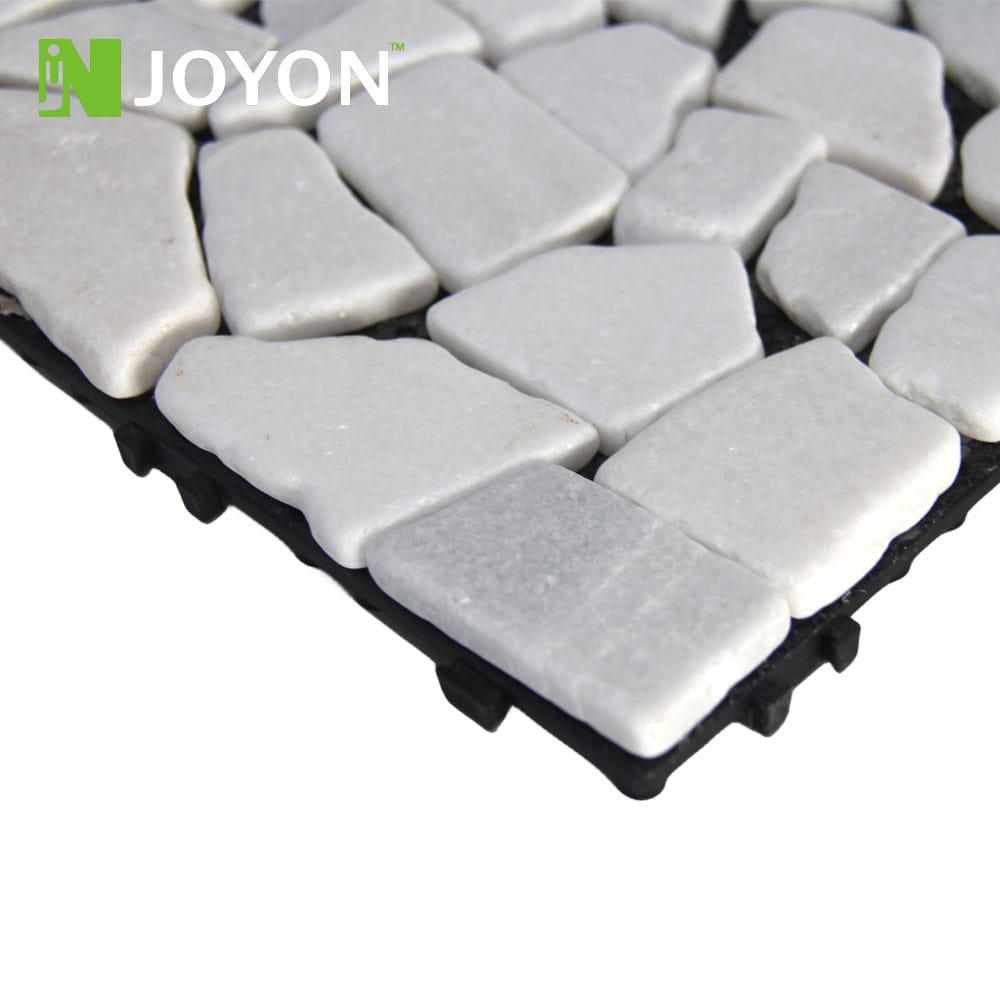 White Color-blocking Pure Natural Real Stone Sliced Marble Interlocking Deck Tile