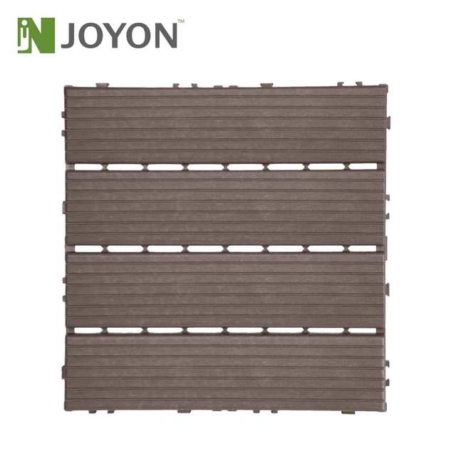 Coffee Striped Groove PP Plastic Interlocking Deck Tile