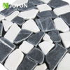 Black and White Color-blocking Pure Natural Real Stone Sliced Marble Interlocking Deck Tile