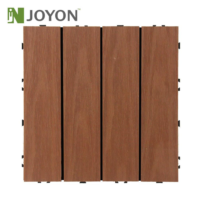 Cherry Straight Slats Co-Extrusion WPC Interlocking Deck Tile