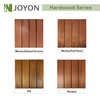 Natural Solid Wood Kempas Hardwood Straight 4-Slat Interlocking Deck Tile